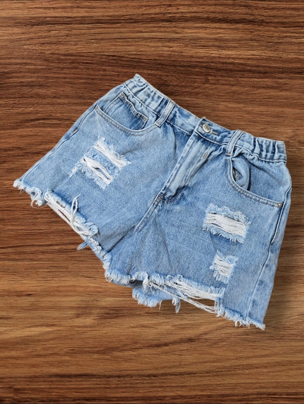 Forever 21 Light Blue Distressed Denim Shorts
